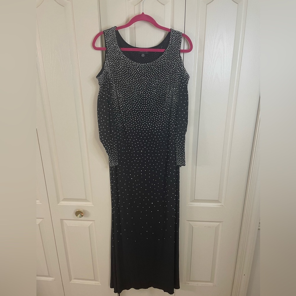 Open Shoulder Beaded Evening Gown